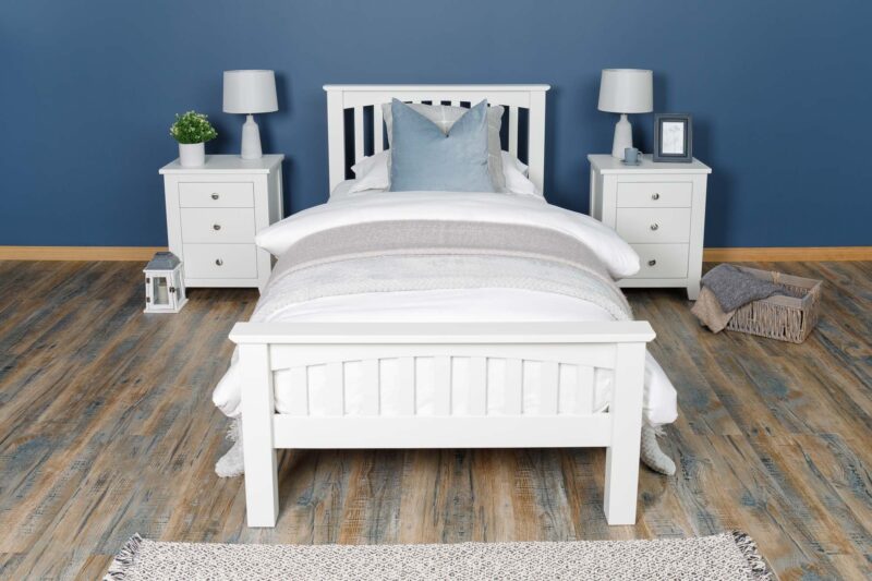 Marieno Soft White Solid Wood Bed Frame – 3ft Single - Image 2