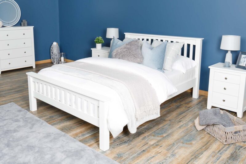 Marieno Soft White Solid Wood Bed Frame – 4ft6 Double - Image 3