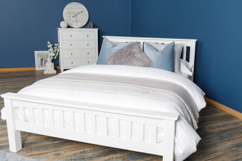 Marieno Soft White Solid Wood Bed Frame – 4ft6 Double - Image 4