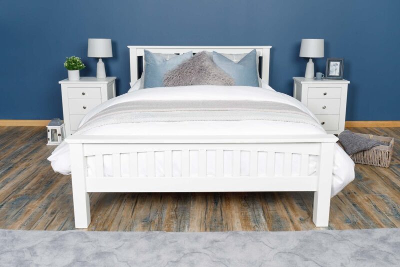 Marieno Soft White Solid Wood Bed Frame – 4ft6 Double - Image 2