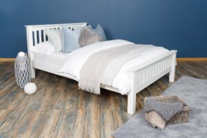Marieno Soft White Solid Wood Bed Frame – 4ft6 Double