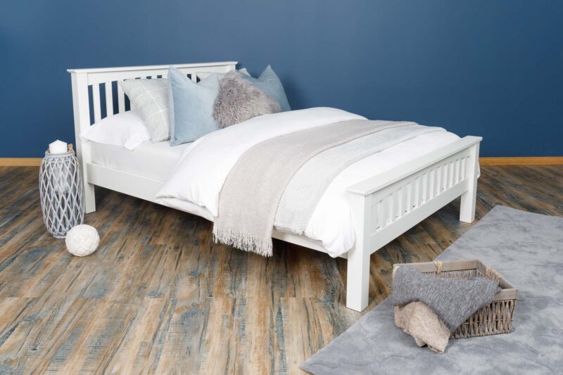 Marieno Soft White Solid Wood Bed Frame – 4ft6 Double
