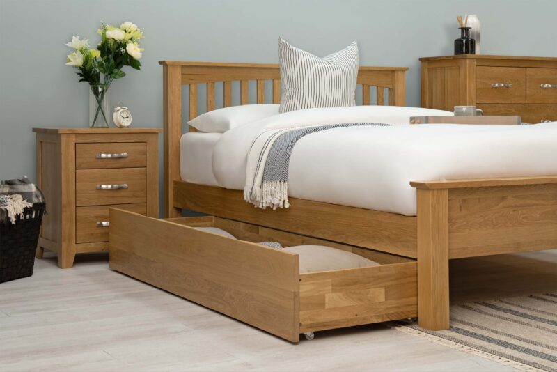 Boston Solid Natural Oak Bed Frame - Low Foot End - 4ft Small Double - Image 6