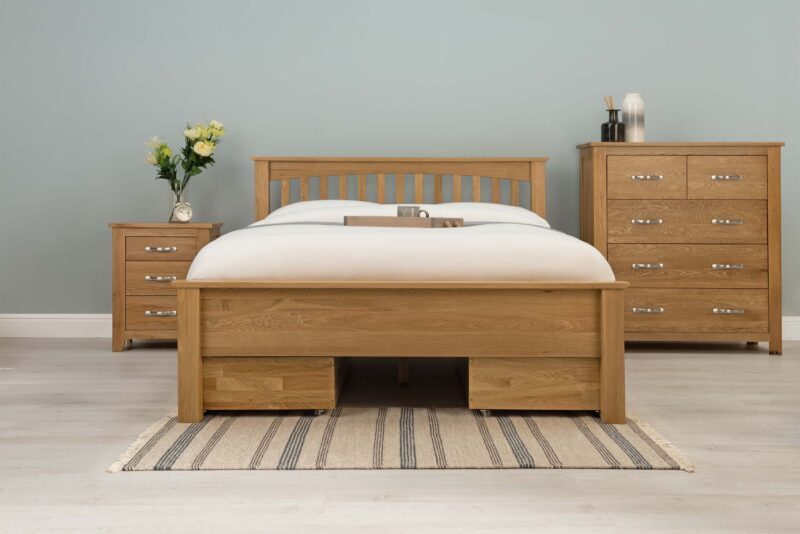 Boston Solid Natural Oak Bed Frame - Low Foot End - 4ft Small Double - Image 8