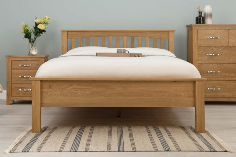 Boston Solid Natural Oak Bed Frame - Low Foot End - 4ft Small Double - Image 2