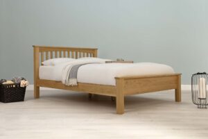 Boston Solid Natural Oak Bed Frame - Low Foot End - 4ft Small Double