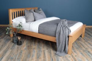Marieno Solid Natural Oak Low Foot End Bed Frame – Multiple Sizes, B Grade