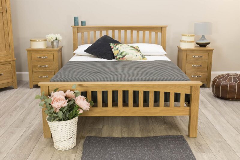 Marieno Solid Natural Oak Bed Frame – Multiple Sizes, B Grade - Image 2