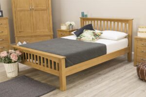 Marieno Solid Natural Oak Bed Frame – Multiple Sizes, B Grade