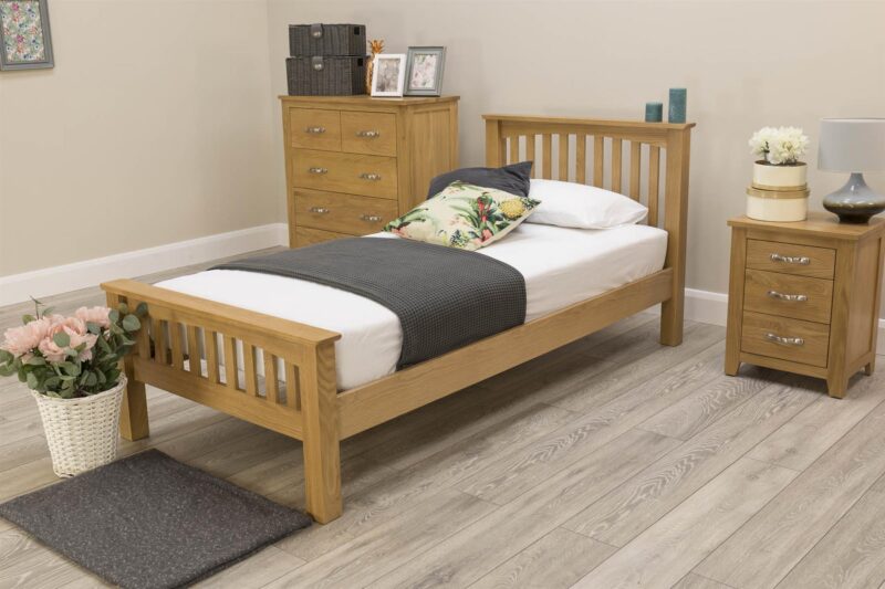 Marieno Solid Natural Oak Bed Frame – Multiple Sizes, B Grade - Image 7