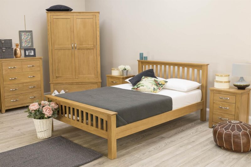 Marieno Solid Natural Oak Bed Frame – Multiple Sizes, B Grade - Image 3