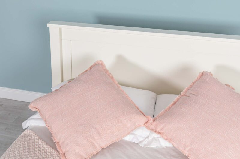 Marieno Solid Wood Double Bed Frame – Soft White, 4ft6 Clearance - Image 5
