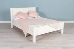 Marieno Solid Wood Double Bed Frame – Soft White, 4ft6 Clearance
