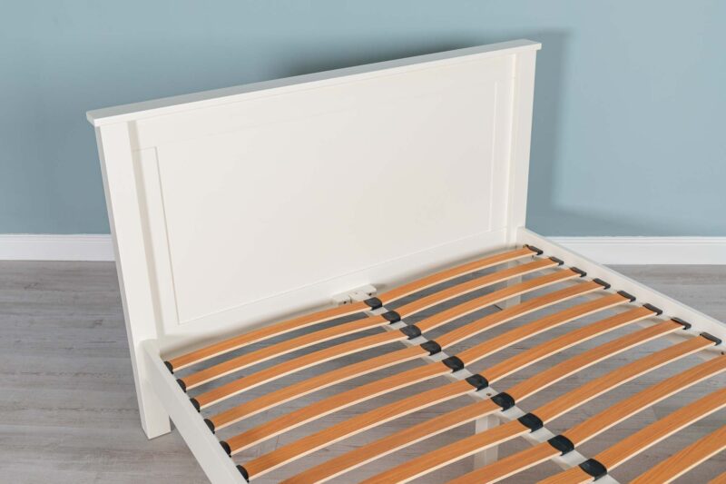 Marieno Solid Wood Double Bed Frame – Soft White, 4ft6 Clearance - Image 11