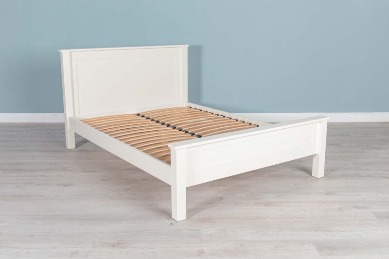 Marieno Solid Wood Double Bed Frame – Soft White, 4ft6 Clearance - Image 8