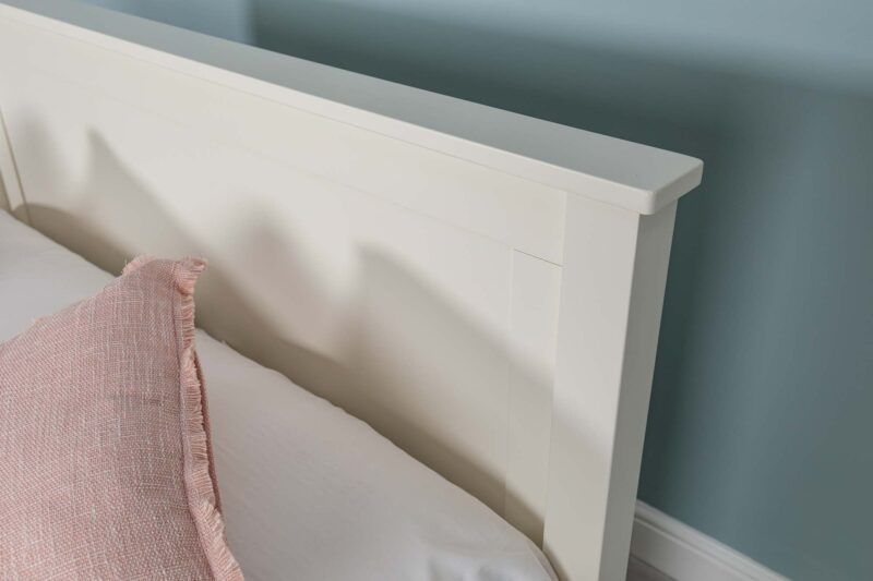 Marieno Solid Wood Double Bed Frame – Soft White, 4ft6 Clearance - Image 6