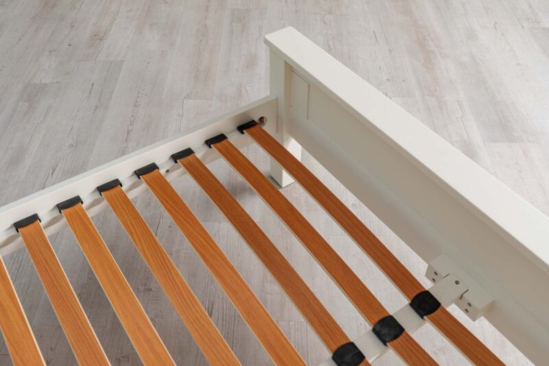 Marieno Solid Wood Double Bed Frame – Soft White, 4ft6 Clearance - Image 13