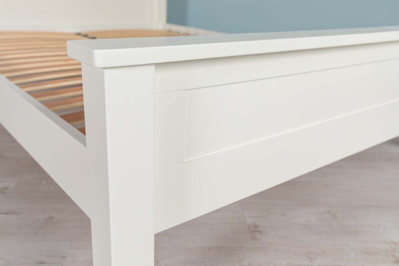 Marieno Solid Wood Double Bed Frame – Soft White, 4ft6 Clearance - Image 9