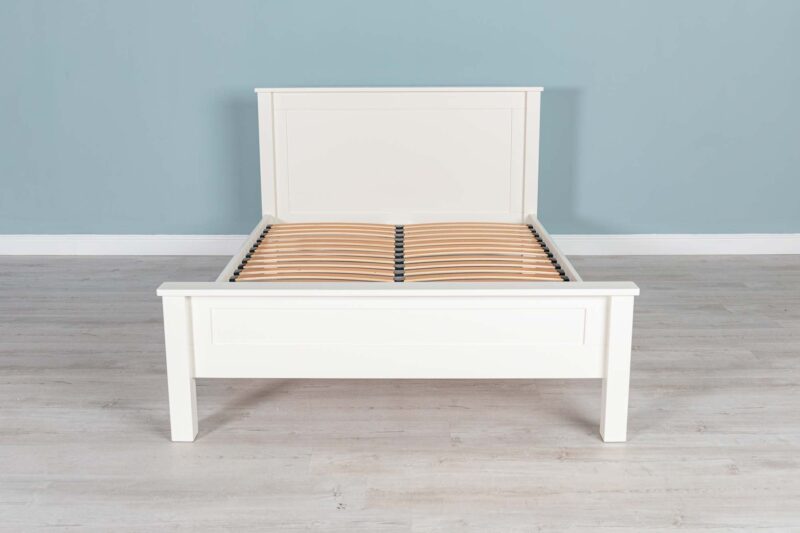 Marieno Solid Wood Double Bed Frame – Soft White, 4ft6 Clearance - Image 7