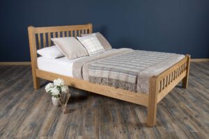 Marieno Solid Natural Oak Bed Frame – Multiple Sizes, B Grade