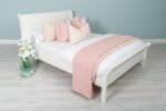 Marieno Soft White Solid Wood Sleigh Bed Frame – 4ft6 Double, B Grade