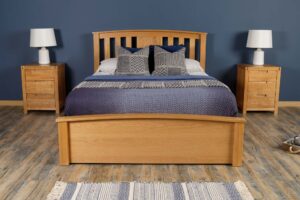 Marieno Solid Oak Storage Bed Frame – 4ft6 Double, B Grade