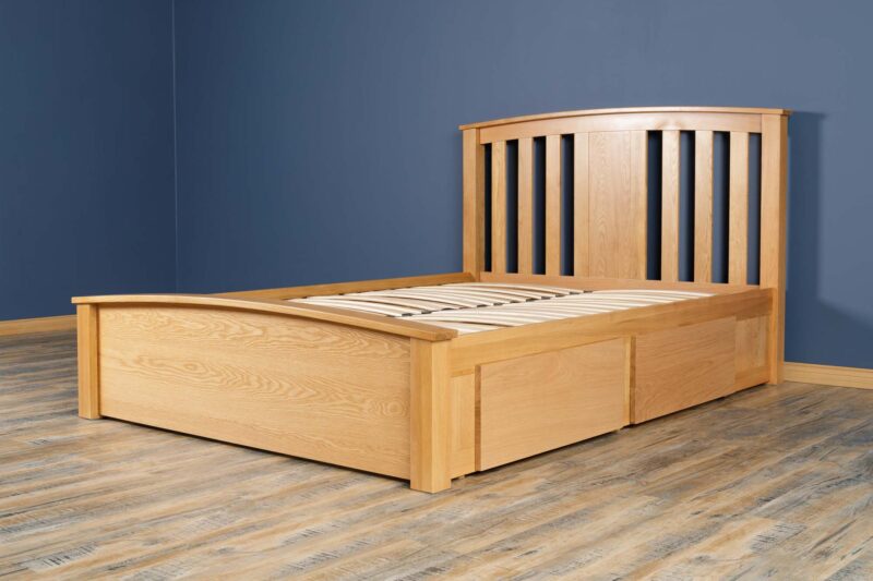 Marieno Solid Oak Storage Bed Frame – 4ft6 Double, B Grade - Image 6