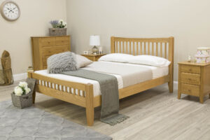 Marieno Solid Natural Oak Bed Frame – Multiple Sizes, B Grade