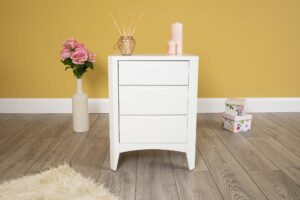 Marieno Soft White Bedside Table – 2+1 Drawer Storage