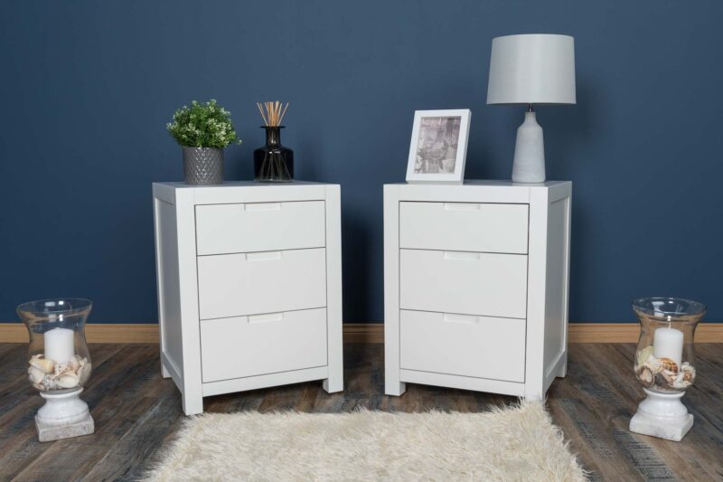 Soft White 2+1 Drawer Bedside Table - Style 5 - CLEARANCE - Image 3