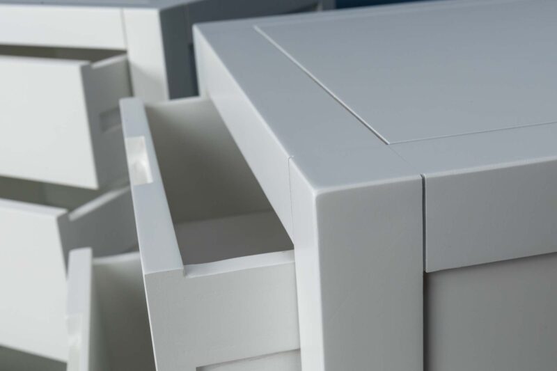 Soft White 2+1 Drawer Bedside Table - Style 5 - CLEARANCE - Image 4