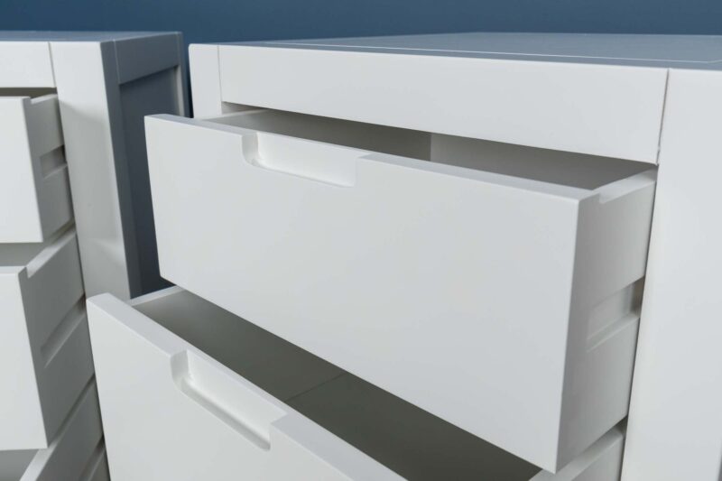 Soft White 2+1 Drawer Bedside Table - Style 5 - CLEARANCE - Image 2