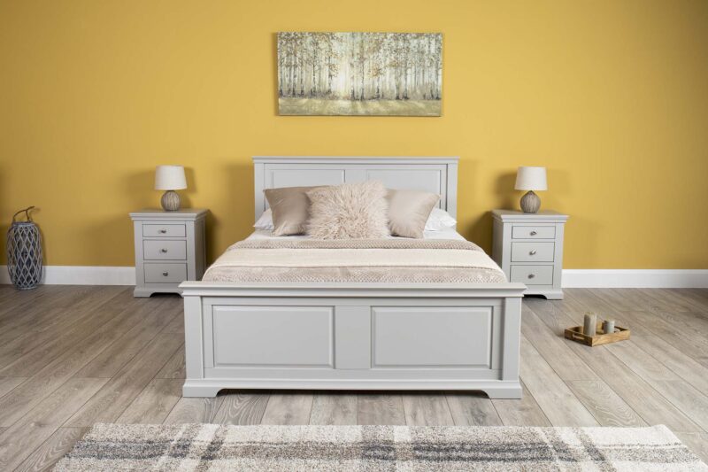 Marieno Light Grey Solid Wood Bed Frame – 4ft6 Double, B Grade - Image 2