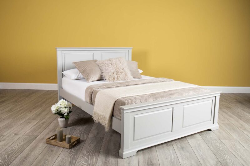 Marieno Light Grey Solid Wood Bed Frame – 4ft6 Double, B Grade - Image 3