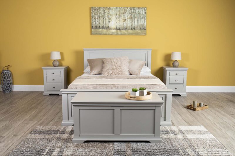 Marieno Light Grey Solid Wood Bed Frame – 4ft6 Double, B Grade - Image 5