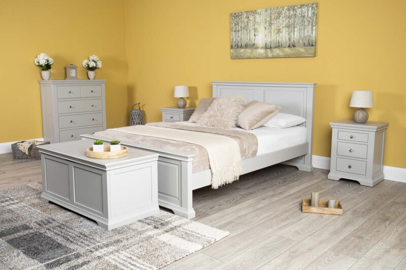 Marieno Light Grey Solid Wood Bed Frame – 4ft6 Double, B Grade - Image 6