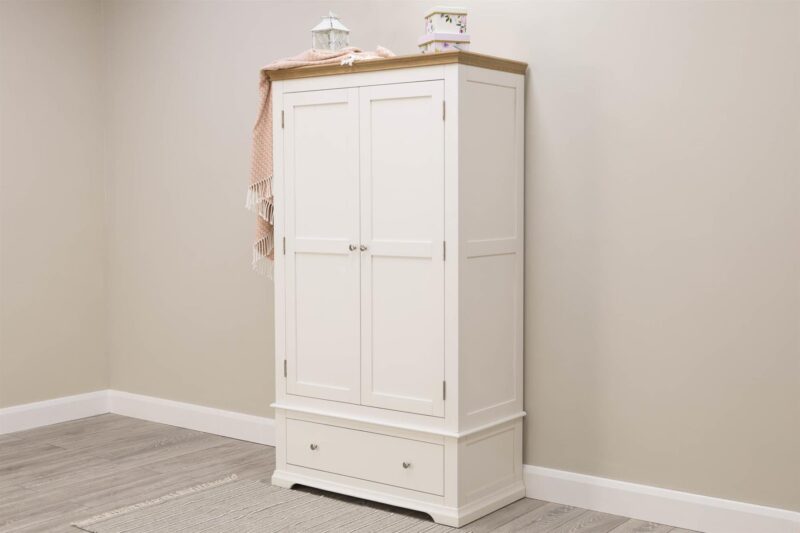 Marieno Soft White & Oak 1-Drawer Double Wardrobe – B Grade - Image 3