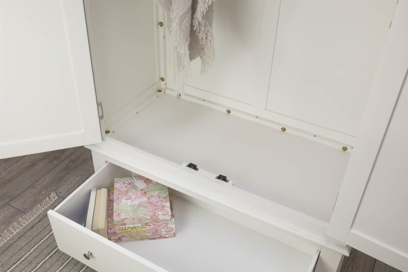 Marieno Soft White & Oak 1-Drawer Double Wardrobe – B Grade - Image 5