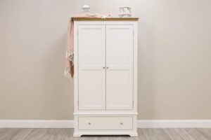 Marieno Soft White & Oak 1-Drawer Double Wardrobe – B Grade