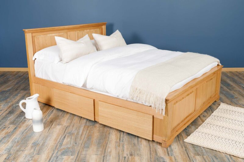 Westcott Solid Natural Oak Storage Bed Frame - 5ft King Size - B GRADE - Image 4