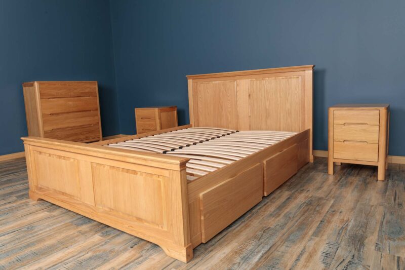 Westcott Solid Natural Oak Storage Bed Frame - 5ft King Size - B GRADE - Image 6