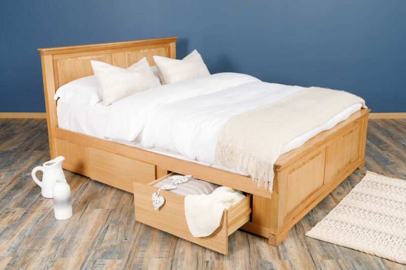 Westcott Solid Natural Oak Storage Bed Frame - 5ft King Size - B GRADE - Image 2