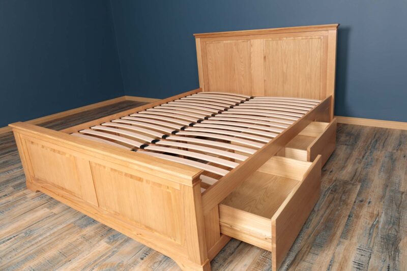 Westcott Solid Natural Oak Storage Bed Frame - 5ft King Size - B GRADE - Image 9