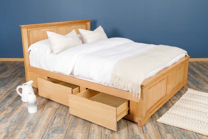Westcott Solid Natural Oak Storage Bed Frame - 5ft King Size - B GRADE - Image 3