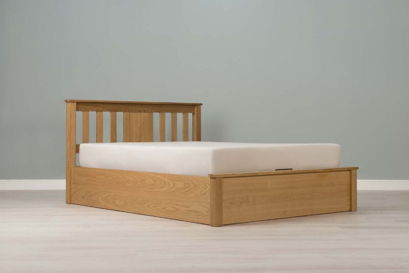 Marieno Natural Oak Ottoman Storage Bed – 5ft King Size Frame - Image 11