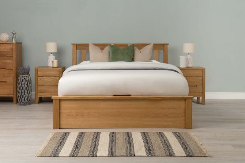 Marieno Natural Oak Ottoman Storage Bed – 5ft King Size Frame - Image 2