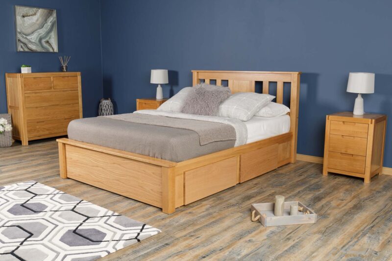 Marieno Solid Oak Storage Bed – 4ft6 Double, B Grade - Image 3