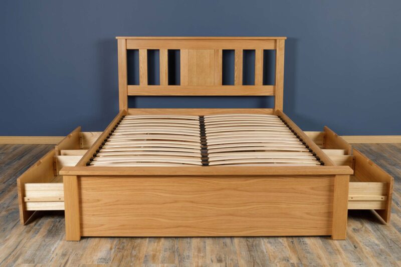 Marieno Solid Oak Storage Bed – 4ft6 Double, B Grade - Image 8