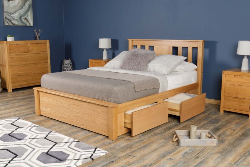 Wimbledon Solid Natural Oak Storage Bed Frame - 6ft Super King - B GRADE - Image 3